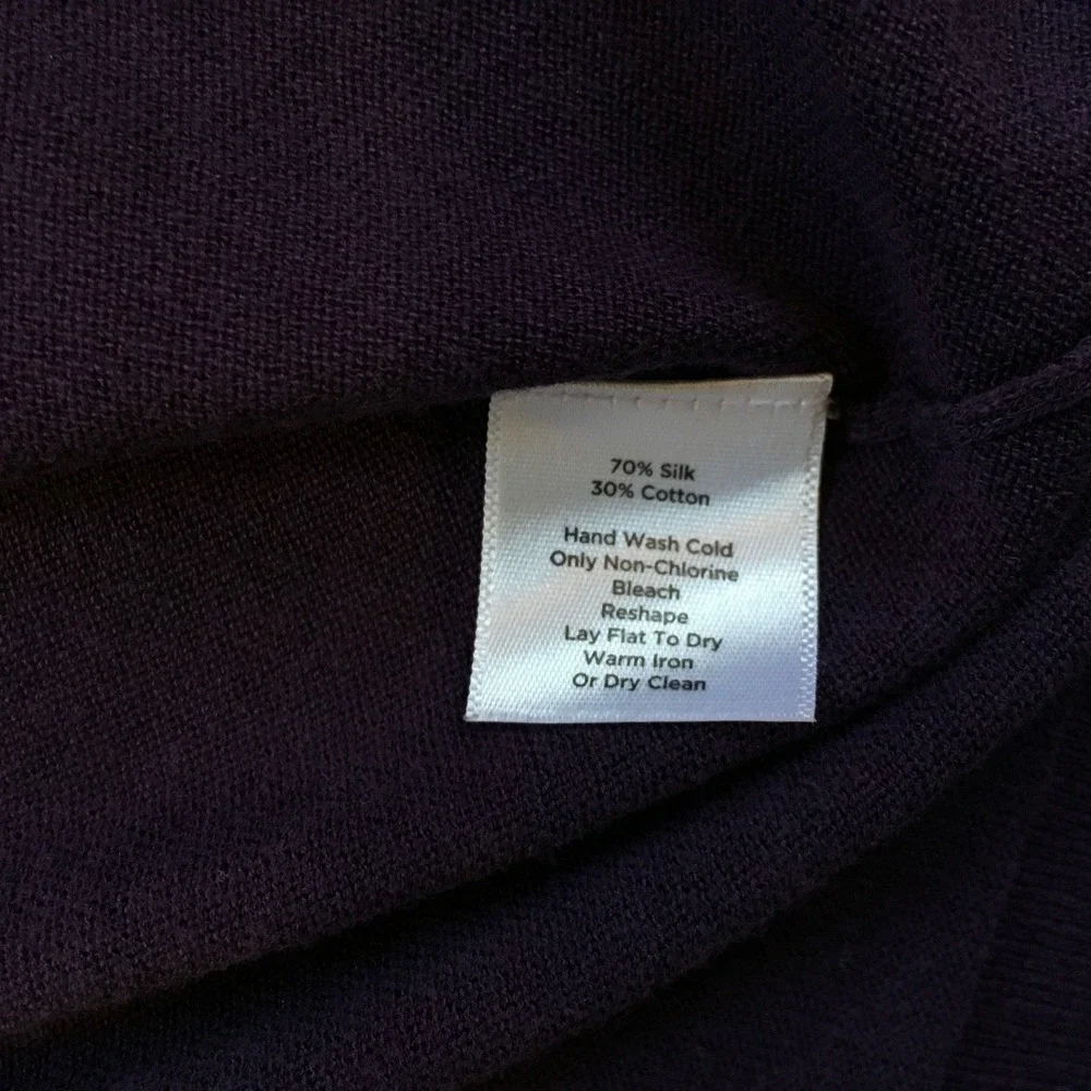 Talbots Womens S Cardigan Plum Long Sleeve Button‎ Front Ruffle Neck Office
